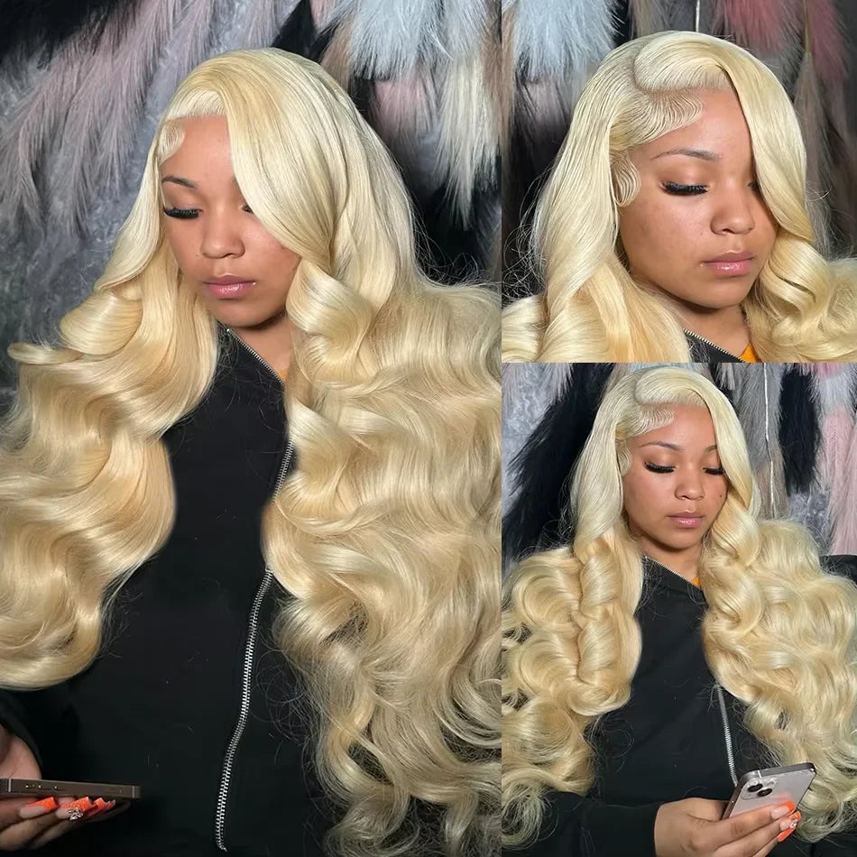 Blonde Body Wave Wig – Soft Human Hair, HD Lace, 20”– 34”